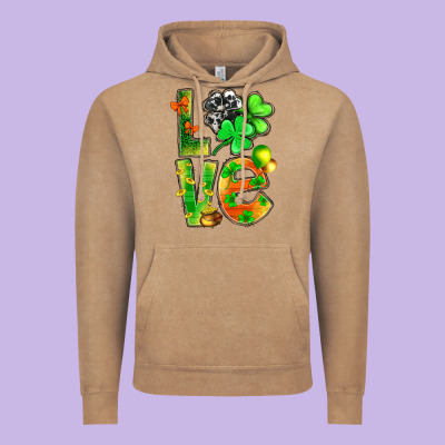 St.patrick Love With Clover Vintage Hoodie Designed By Bundleandbundleshop