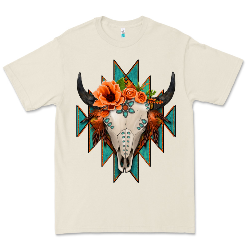 Aztec Turquoise Bull Skull Premium Tee by Jasminsmagicworld | Teevron