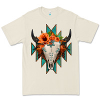 Bone Aztec Turquoise Bull Skull Premium Tee - Jasminsmagicworld
