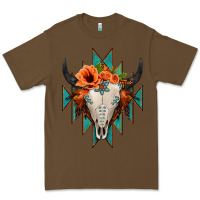 Cacao Aztec Turquoise Bull Skull Premium Tee - Jasminsmagicworld