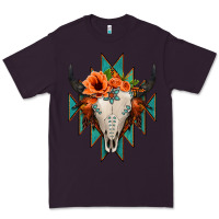 Plum Aztec Turquoise Bull Skull Premium Tee - Jasminsmagicworld