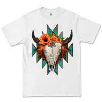 White Aztec Turquoise Bull Skull Premium Tee - Jasminsmagicworld