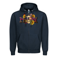 Navy american mom skull Zipper Hoodie - CowGirlArtShop