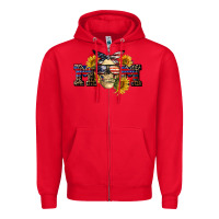 Red american mom skull Zipper Hoodie - CowGirlArtShop