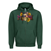 Sports Green american mom skull Zipper Hoodie - CowGirlArtShop