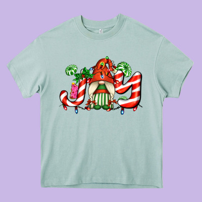 Joy With Gnomes And Christmas Cookie And Candies Heavy Core Tee Designed By Adodesignshop