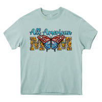 Arona all american mom american flag butterfly Heavy Core Tee - LillyAllenDesigns