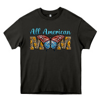 Asphalt all american mom american flag butterfly Heavy Core Tee - LillyAllenDesigns