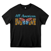 Black all american mom american flag butterfly Heavy Core Tee - LillyAllenDesigns