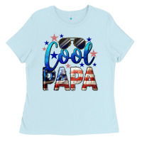 Baby Blue Cool Papa American Ladies Tee - LillyAllenDesigns