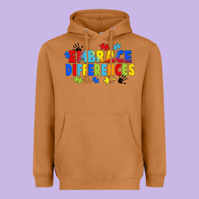 Embrace Differences Heavyweight Hoodie Designed By Fadigitalartstudio