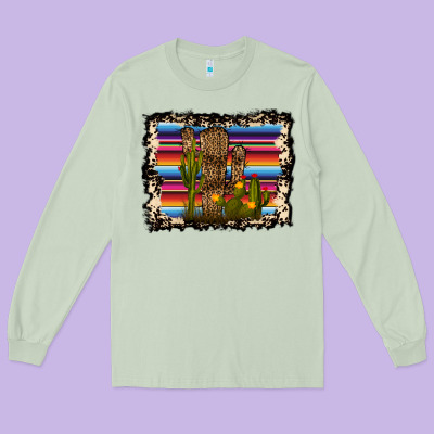 Serape Cactus Long Sleeve Tee Designed By Bettercallsaul