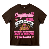 Chocolate Brown As A Sagittarius Girl I Was Born With My Heart On My Sleeve And  Mouth Heavy Core Tee - Jasminsmagicworld