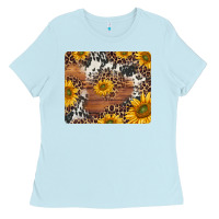 Baby Blue sunflowers cowhide leopard mousepad Ladies Tee - Jasminsmagicworld