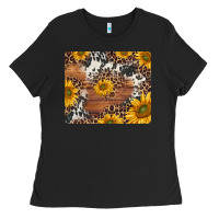 Black sunflowers cowhide leopard mousepad Ladies Tee - Jasminsmagicworld