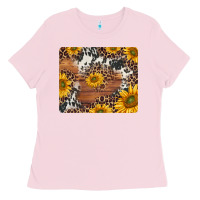 Bubblegum Pink sunflowers cowhide leopard mousepad Ladies Tee - Jasminsmagicworld