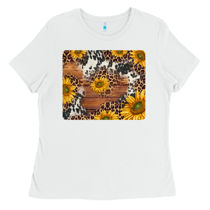 Sunflowers Cowhide Leopard Mousepad Ladies Tee by Jasminsmagicworld | Teevron