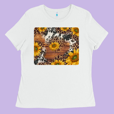 Sunflowers Cowhide Leopard Mousepad Ladies Tee Designed By Jasminsmagicworld