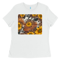 White sunflowers cowhide leopard mousepad Ladies Tee - Jasminsmagicworld