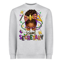 Mardi Gras School Secretary Afro Messy Bun Heavyweight Sweatshirt | Teevron
