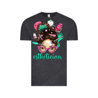 Vintage Black Esthetician Messy Bun With Pink Leopard Glasses Bbs Vintage Tee - BundleAndBundleShop
