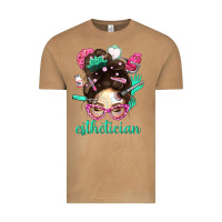 Vintage Camel Esthetician Messy Bun With Pink Leopard Glasses Bbs Vintage Tee - BundleAndBundleShop