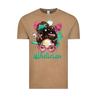 Vintage Coffee Esthetician Messy Bun With Pink Leopard Glasses Bbs Vintage Tee - BundleAndBundleShop