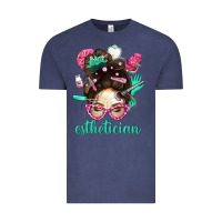 Vintage Denim Esthetician Messy Bun With Pink Leopard Glasses Bbs Vintage Tee - BundleAndBundleShop