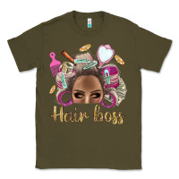 Army Green Hair Boss Afro Messy Bun With Money Bbs Classic Tee - BundleAndBundleShop