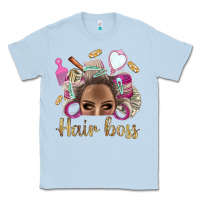 Dusty Blue Hair Boss Afro Messy Bun With Money Bbs Classic Tee - BundleAndBundleShop