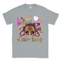 Heather Grey Hair Boss Afro Messy Bun With Money Bbs Classic Tee - BundleAndBundleShop