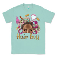 Seafoam Hair Boss Afro Messy Bun With Money Bbs Classic Tee - BundleAndBundleShop