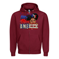 Burgundy little miss america black girl peekaboo Zipper Hoodie - CowGirlArtShop