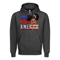 Charcoal Heather little miss america black girl peekaboo Zipper Hoodie - CowGirlArtShop