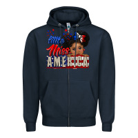 Navy little miss america black girl peekaboo Zipper Hoodie - CowGirlArtShop