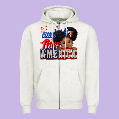 Little Miss America Black Girl Peekaboo Zipper Hoodie Designed By Cowgirlartshop