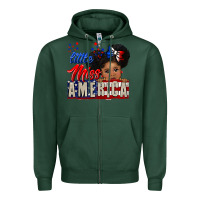 Sports Green little miss america black girl peekaboo Zipper Hoodie - CowGirlArtShop