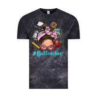 Cloud Black Best Teacher Messy Bun Bbs Vintage Tee - BundleAndBundleShop