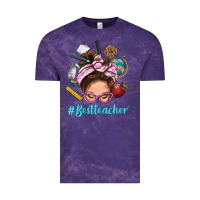 Cloud Purple Best Teacher Messy Bun Bbs Vintage Tee - BundleAndBundleShop
