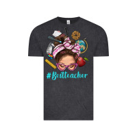 Vintage Black Best Teacher Messy Bun Bbs Vintage Tee - BundleAndBundleShop
