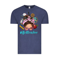 Vintage Denim Best Teacher Messy Bun Bbs Vintage Tee - BundleAndBundleShop