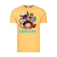Vintage Mustard Best Teacher Messy Bun Bbs Vintage Tee - BundleAndBundleShop