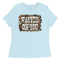 Baby Blue Western Wasted On You Background Ladies Tee - LillyAllenDesigns