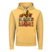 Vintage Mustard Western Blessed Mom With Cross Vintage Hoodie - BundleAndBundleShop