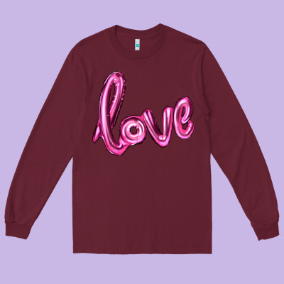 Valentine's Day Love Balloon Long Sleeve Tee Designed By Ranaportraitstore