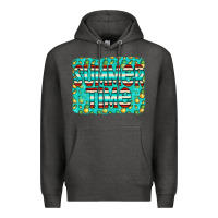 Charcoal Heather summer time glitter pineable Premium Hoodie - CowCowDesign
