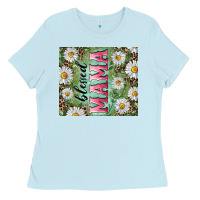 Baby Blue Blessed mama with daisy and leopard Ladies Tee - RanaPortraitStore