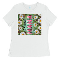 White Blessed mama with daisy and leopard Ladies Tee - RanaPortraitStore