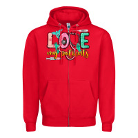 Red Love my patients Zipper Hoodie - CowGirlArtShop