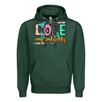 Sports Green Love my patients Zipper Hoodie - CowGirlArtShop